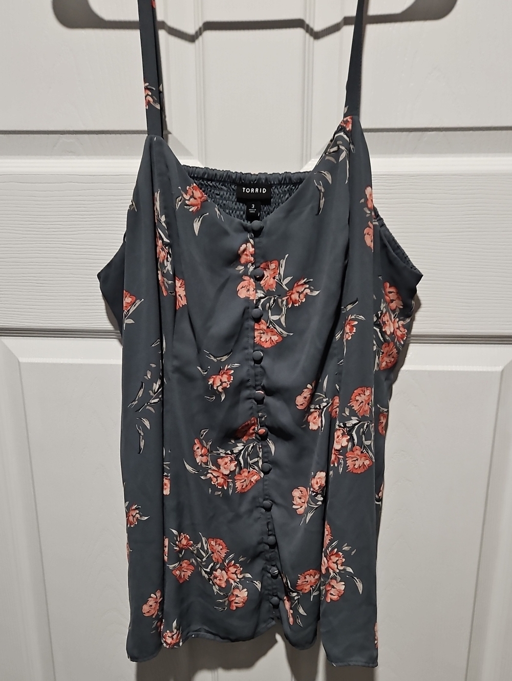 Torrid Charcoal Camisole with Coral Floral Print